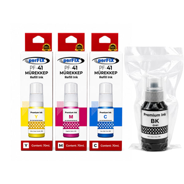 PerFIX Canon GI-41 Compatible Dye Ink Bottle Set – Black, Cyan, Magenta & Yellow