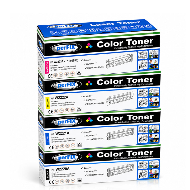 PerFIX HP 222A (W2220A–W2223A) Compatible Toner Cartridge Set  – Black, Cyan, Magenta & Yellow