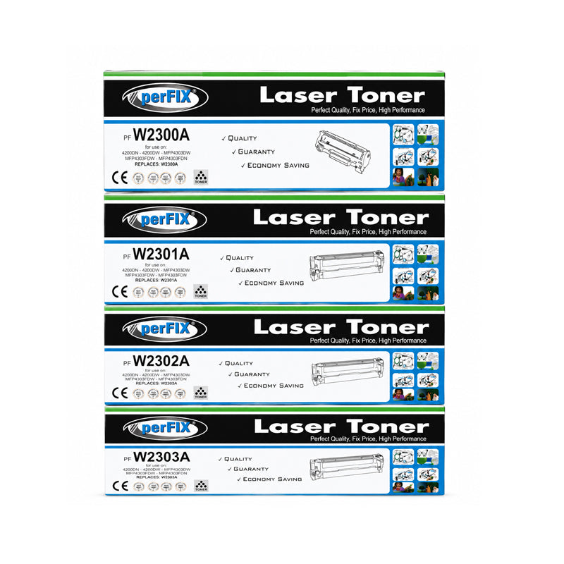 PerFIX HP 230A (W2300A–W2303A) Compatible Toner Cartridge Set – Black, Cyan, Magenta & Yellow